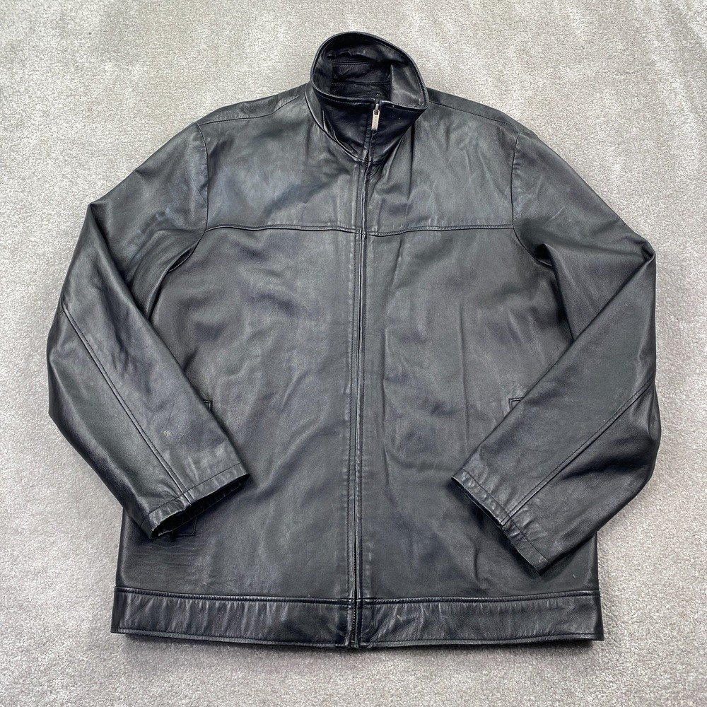 M JULIAN Wilson Leather Full Zip Up Motorcycle Jacket Men's Size XL Black